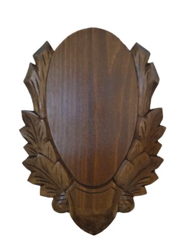 Carved panoply, for buck trophy, wood, dark brown, 27x18.5 cm