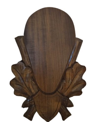 Carved panoply, for buck trophy, wood, dark brown, 19x28.5 cm