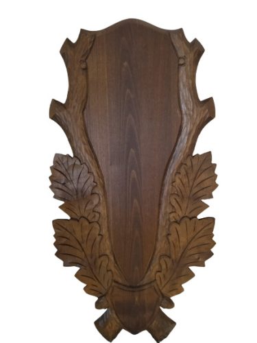 Carved panoply, for deer trophy, wood, dark brown, 34x67 cm
