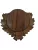 Carved panoply, for wild boar trophy, wood, dark brown, 30x33 cm