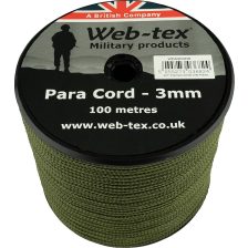 Web-Tex paracord cord, 3 mm, 100 m, green