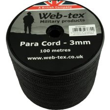 Web-Tex paracord cord, 3 mm, 100 m, black